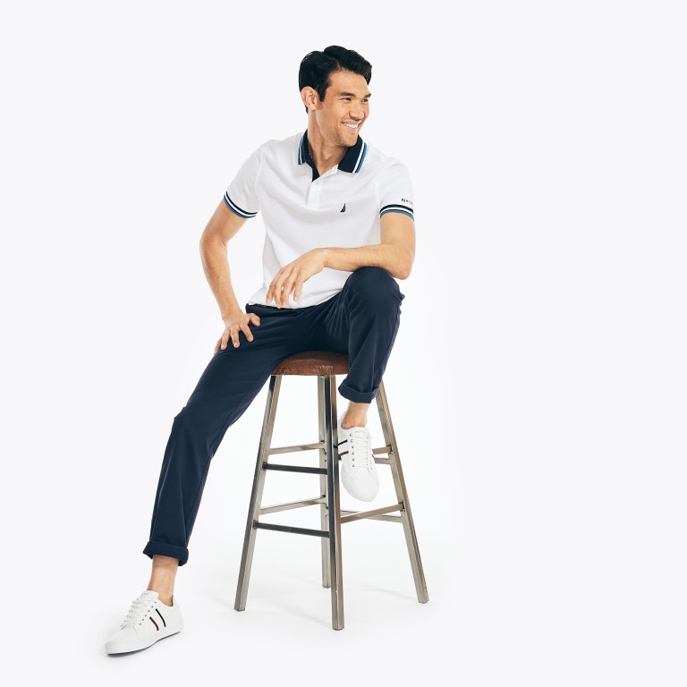 Men's Nautica Classic Fit Solid Polo Shirts White | zcnZt2zJ