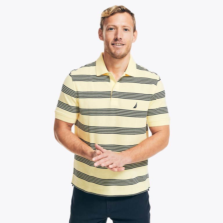 Men's Nautica Classic Fit Striped Deck Polo Shirts Yellow | VGeRVIa5