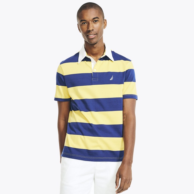 Men's Nautica Classic Fit Striped Polo Shirts Light Yellow | 0bXTomwS