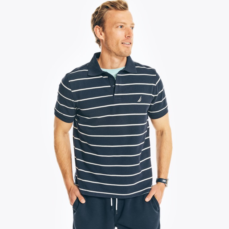 Men's Nautica Classic Fit Striped Polo Shirts Navy | 1ygO3zRo