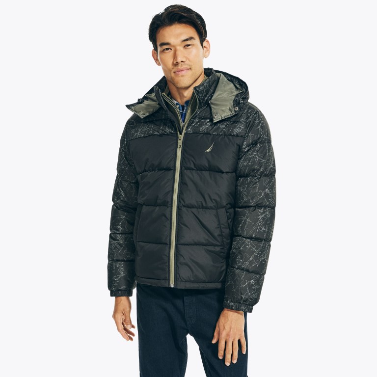 Men's Nautica Colorblock Tempasphere Puffer Coats Black | vGJvBeay