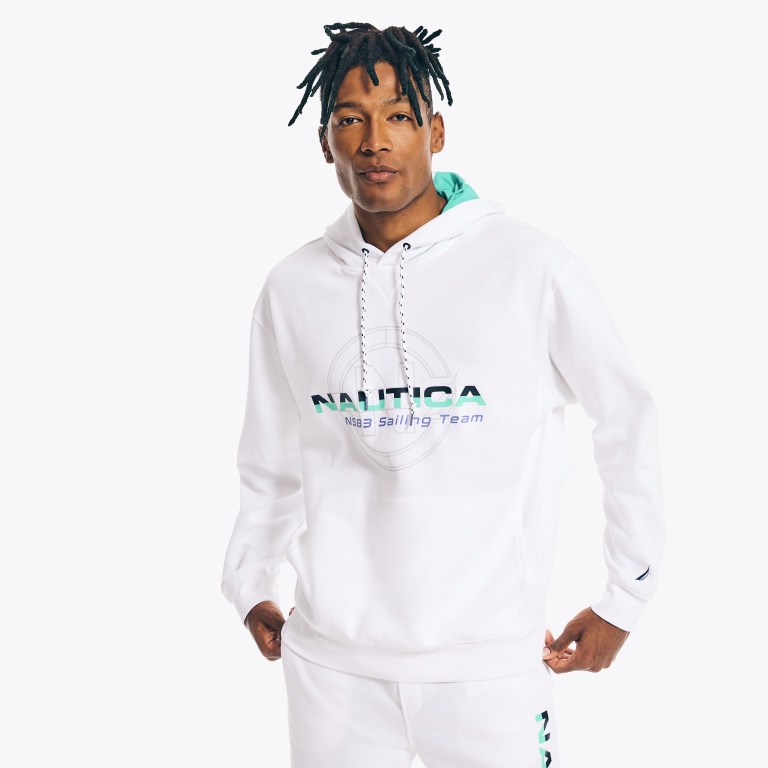 Men's Nautica Competition Sailing Team Pullover Hoodie Sweatshirts White | TjAn0Y4l