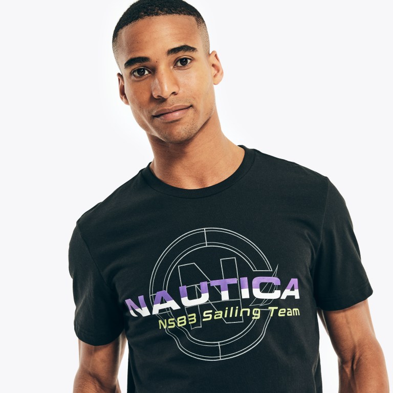 Men's Nautica Competition Sustainably Crafted Sailing Team Graphic T Shirts Black | e2hFAfor