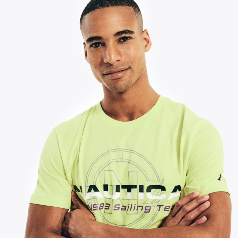 Men's Nautica Competition Sustainably Crafted Sailing Team Graphic T Shirts Gold | obMRESd9