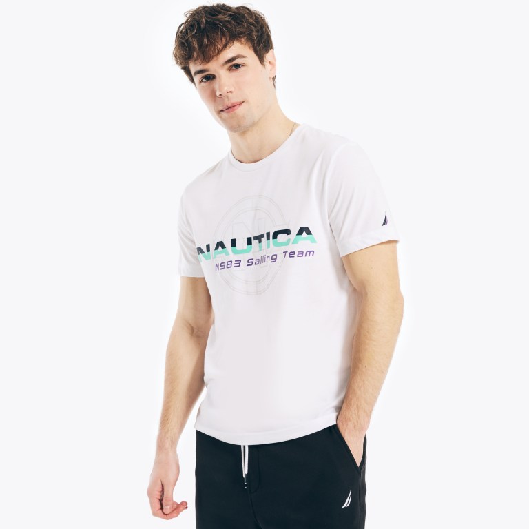 Men's Nautica Competition Sustainably Crafted Sailing Team Graphic T Shirts White | vwFE5M3x