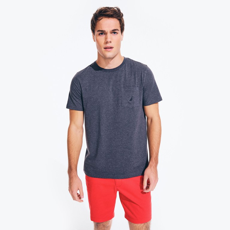 Men's Nautica Crewneck Pocket T Shirts Grey | DlLtauxg