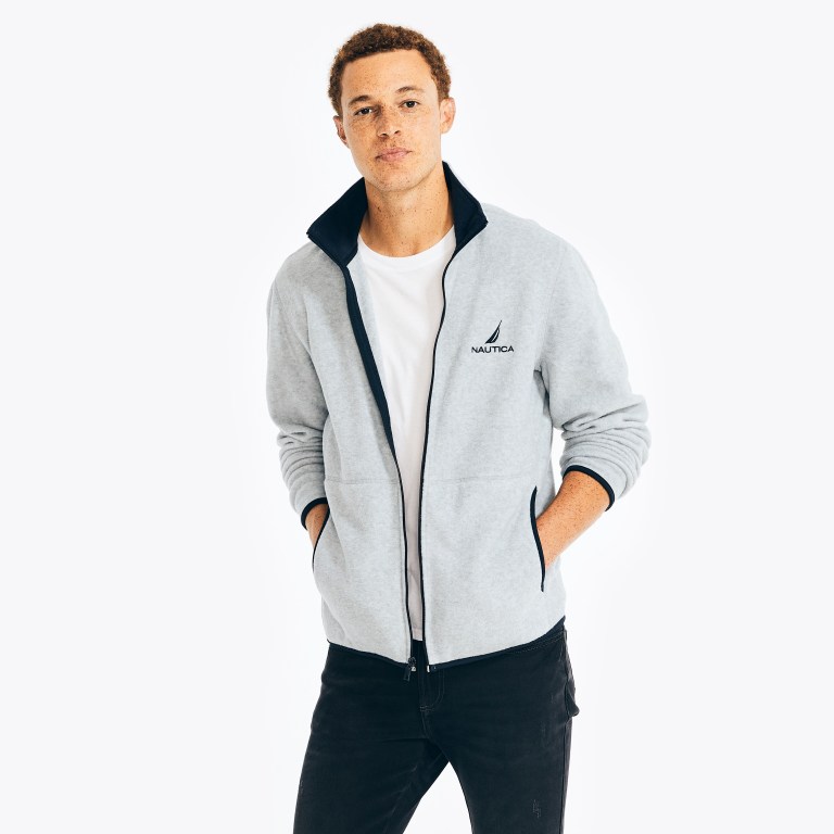 Men's Nautica Full-zip Nautex Fleece Sweatshirts Grey | dZn1g1ri