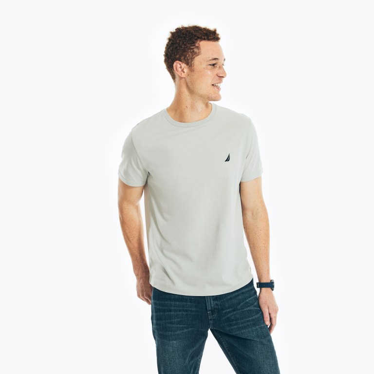 Men's Nautica Heathered Crewneck T Shirts Grey | PJljnIOU