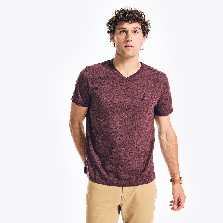 Men's Nautica Heathered V-neck T Shirts Red | UeibTmin