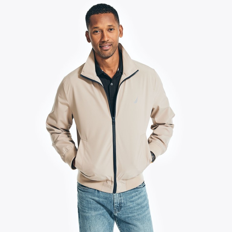 Men's Nautica Lightweight Rainbreaker Bomber Jackets Khaki | pTG8MMeB