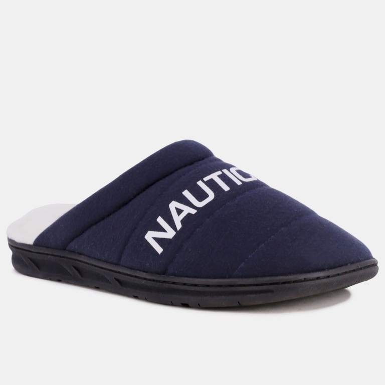 Men's Nautica Logo Jersey Slippers Navy | UrDf8i00