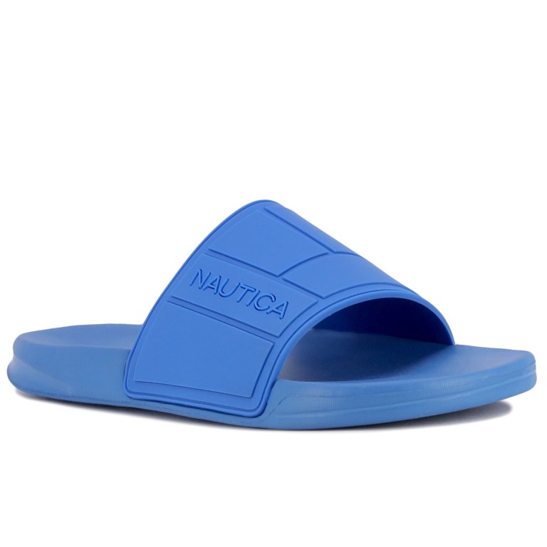 Men's Nautica Logo-embossed Slides Navy | zMxW8QGv