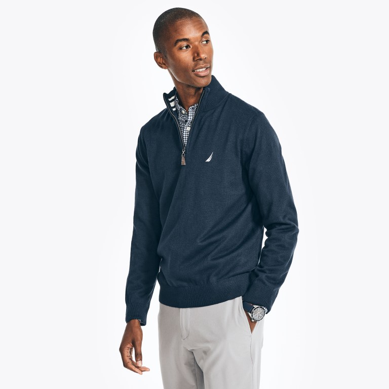 Men's Nautica Navtech Quarter-zip Sweaters Navy | K22fVflN