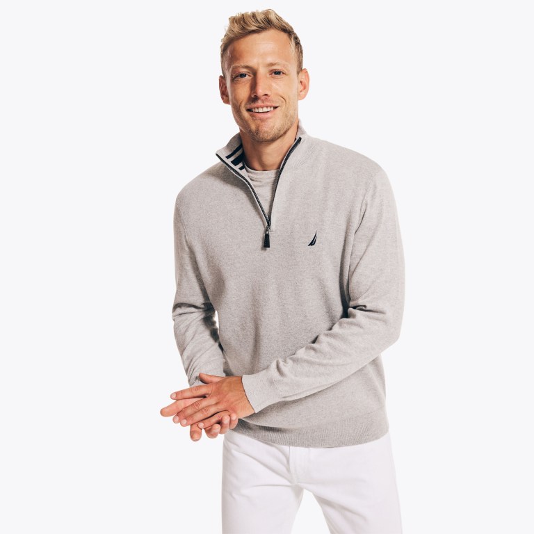 Men's Nautica Navtech Quarter-zip Sweaters Grey | gVN3jjjx