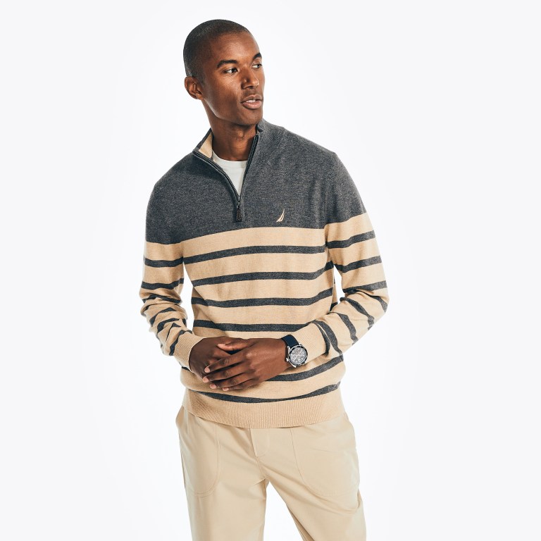 Men's Nautica Navtech Striped Quarter-zip Sweaters Multicolor | 6DM5ifjs