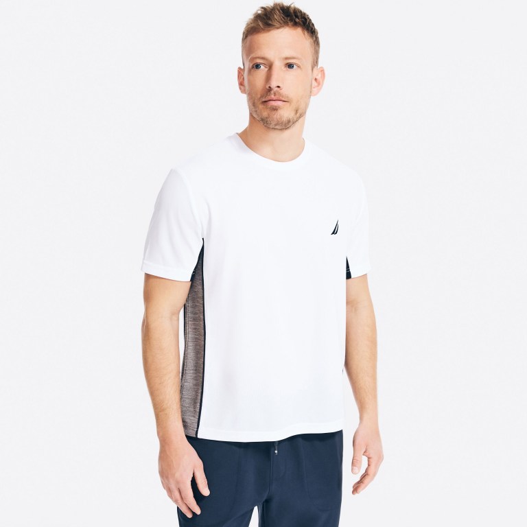 Men's Nautica Navtech Sustainably Crafted Colorblock T Shirts White | nLINycrI