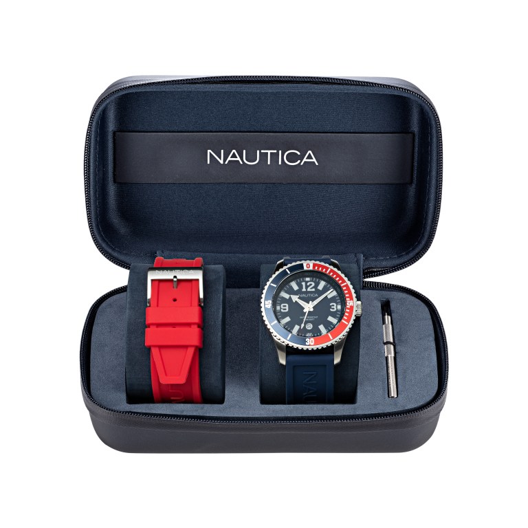 Men's Nautica Pacific Beach Stainless Steel And Silicone 3-hand Box Set Watches Multicolor | Mfe7WvnZ