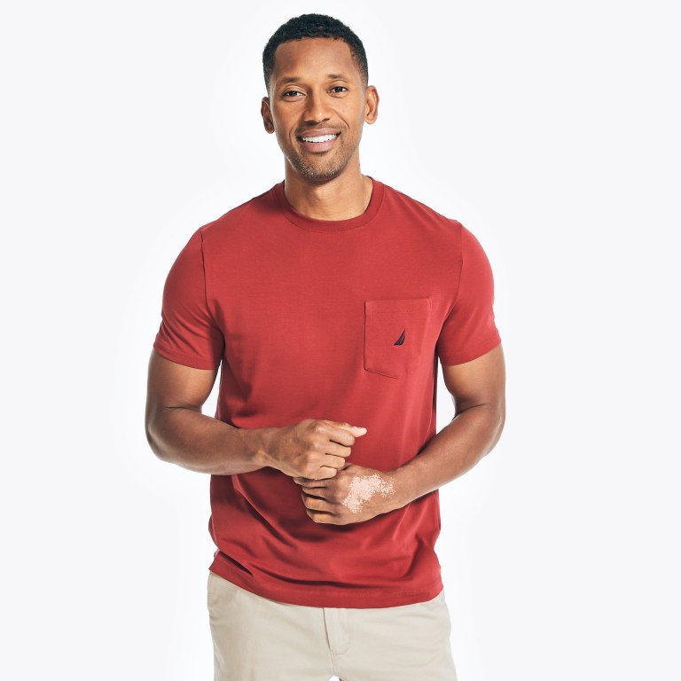 Men's Nautica Performance Deck Pocket T Shirts Red | c7m5Ey3n