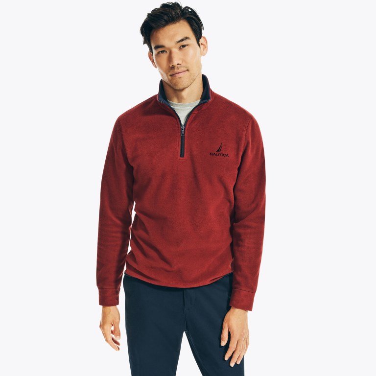 Men's Nautica Quarter-zip Nautex Fleece Sweatshirts Red | PYA5OOhW