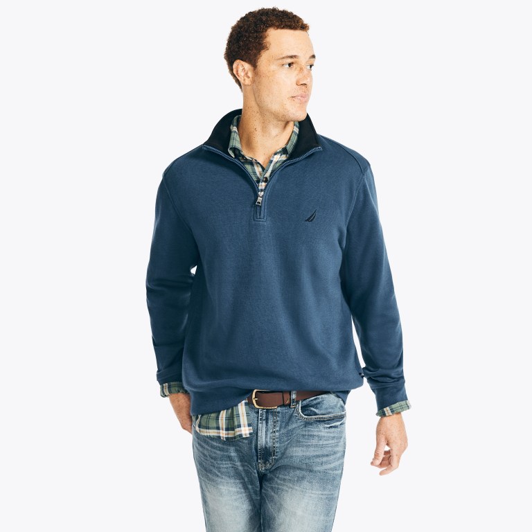 Men's Nautica Quarter-zip Sweatshirts Blue | S1iUEb5z