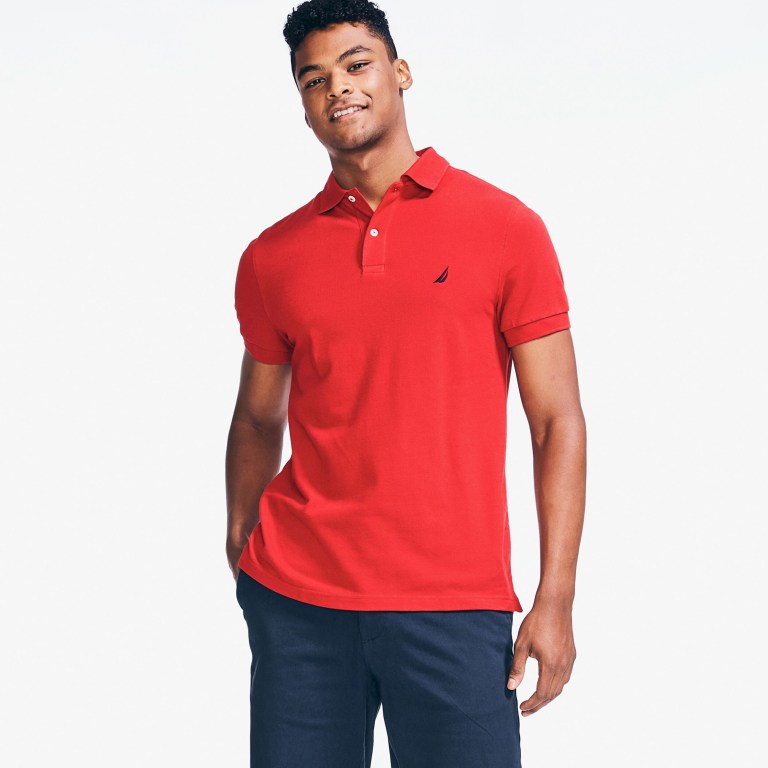 Men's Nautica Slim Fit Deck Polo Shirts Red | sWT2sy49