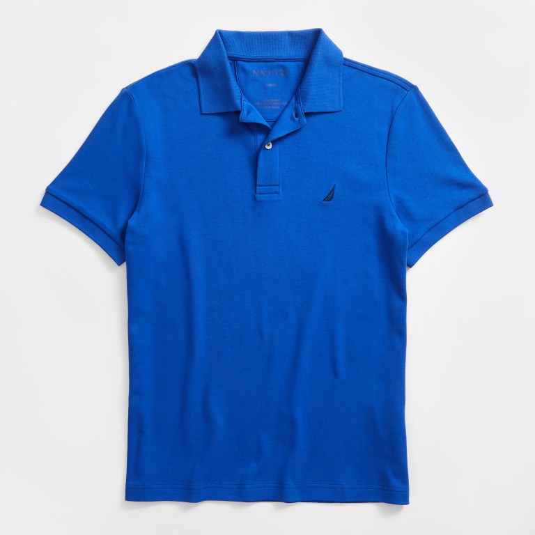 Men's Nautica Slim Fit Interlock Polo Shirts Deep Blue | HX7mLbA9