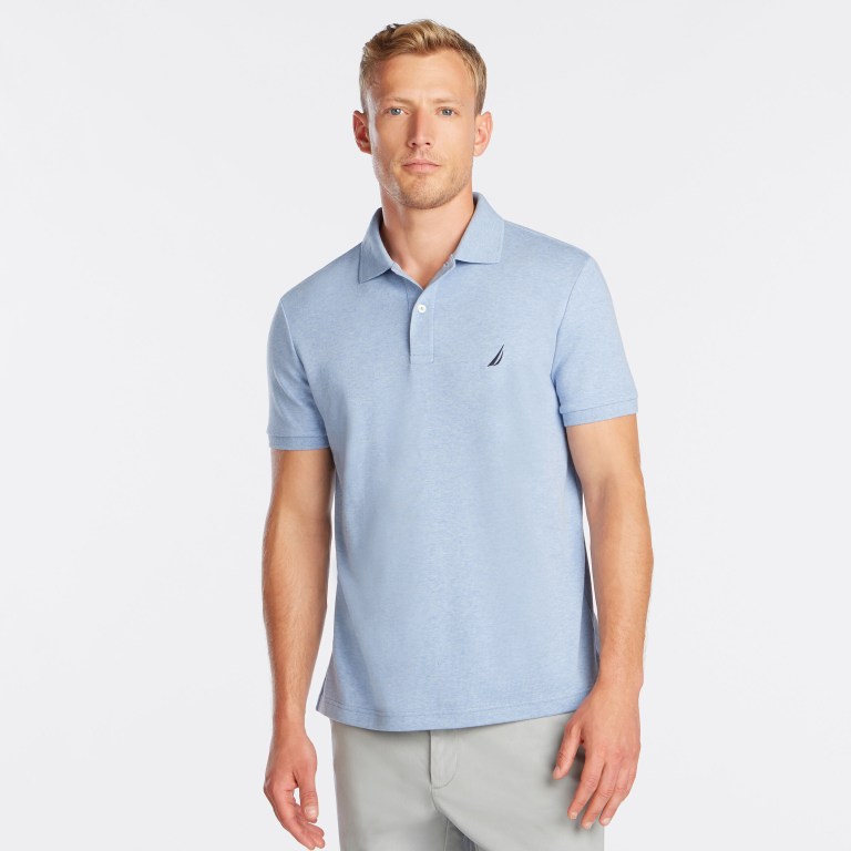 Men's Nautica Slim Fit Interlock Polo Shirts Blue | I7QuiseE