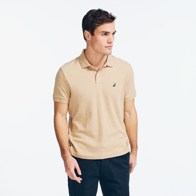 Men's Nautica Slim Fit Interlock Polo Shirts Brown | a8uQRm15