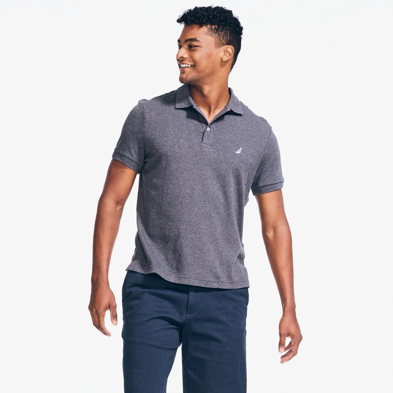 Men's Nautica Slim Fit Interlock Polo Shirts Grey | ykHkSEZt