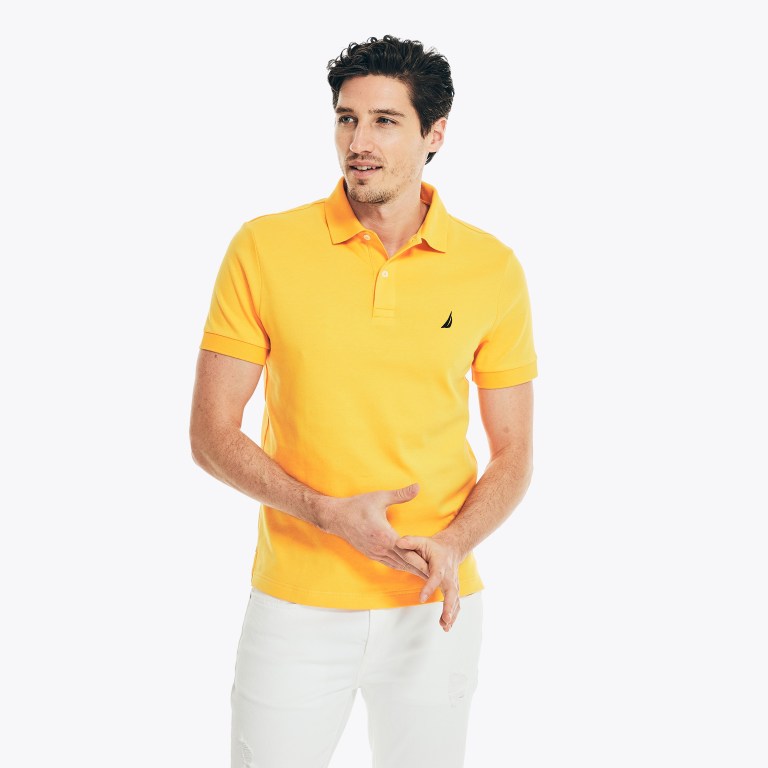 Men's Nautica Slim Fit Interlock Polo Shirts Orange | yvMc2rsR