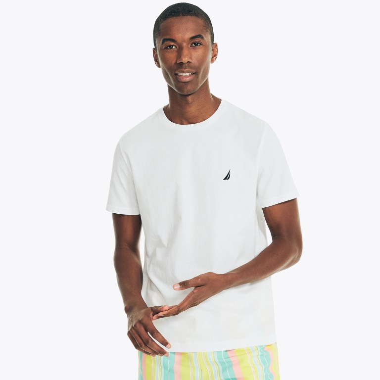 Men's Nautica Solid Crewneck T Shirts White | ZjT8xUyX