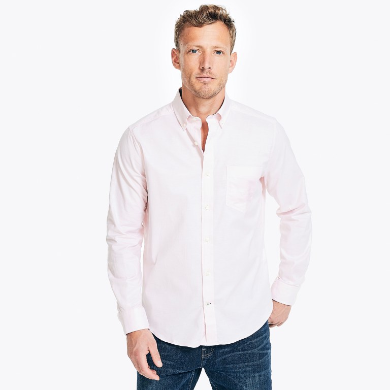 Men's Nautica Solid Oxford Shirts Red | elOo57V4