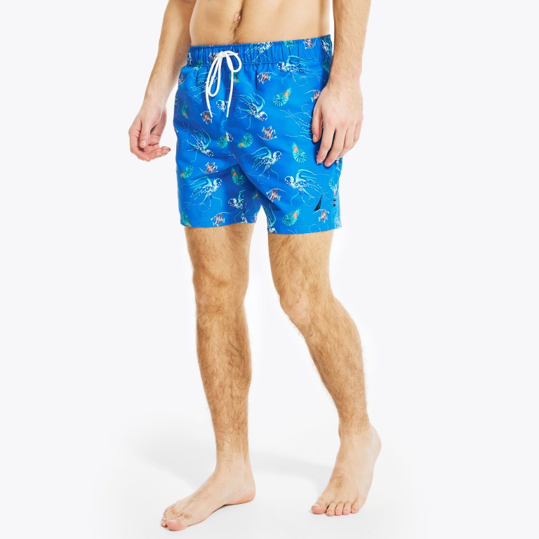 Men's Nautica Sustainably Crafted 6" Aqua Print Swimwear Navy | kGFeb9DX