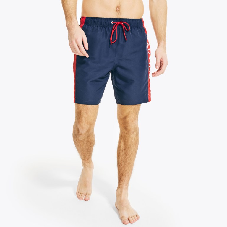 Men's Nautica Sustainably Crafted 8" Logo Swimwear Navy | wQXeDXgk