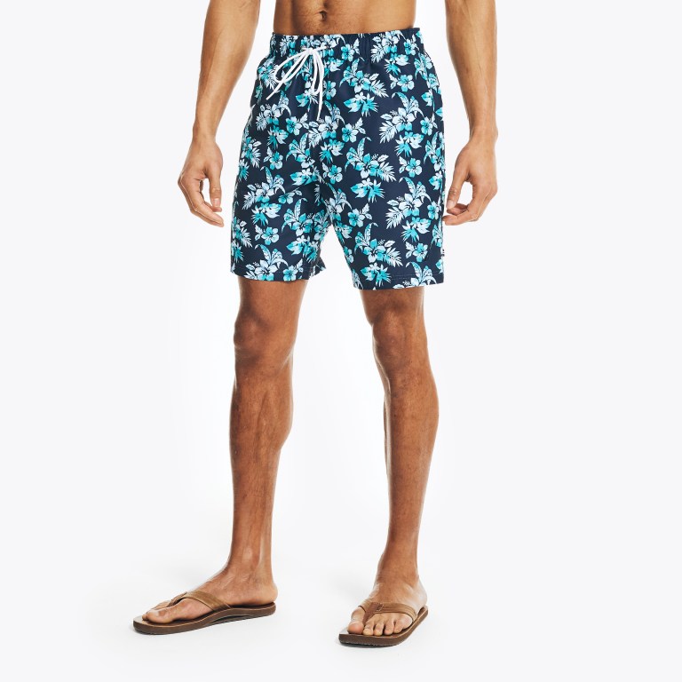 Men's Nautica Sustainably Crafted 8" Printed Swimwear Navy | N2eAYAjR