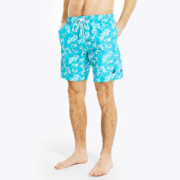 Men's Nautica Sustainably Crafted 8" Printed Swimwear Light Olive | s7MqAF58