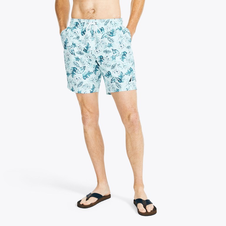 Men's Nautica Sustainably Crafted 8" Tropical Print Swimwear Light Turquoise | vMjS4xjr