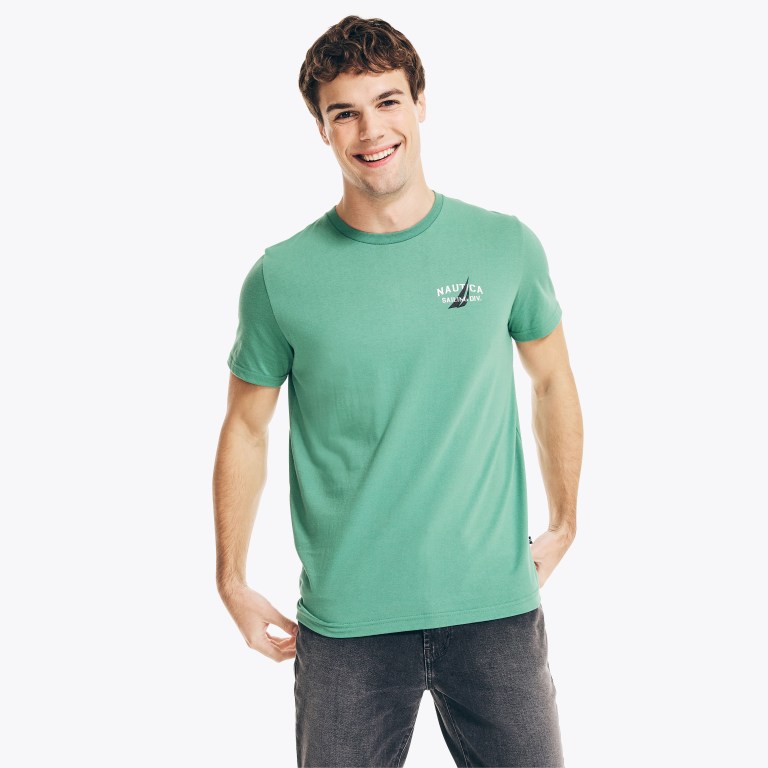 Men's Nautica Sustainably Crafted Anchor Graphic T Shirts Green | bRZpYNZT