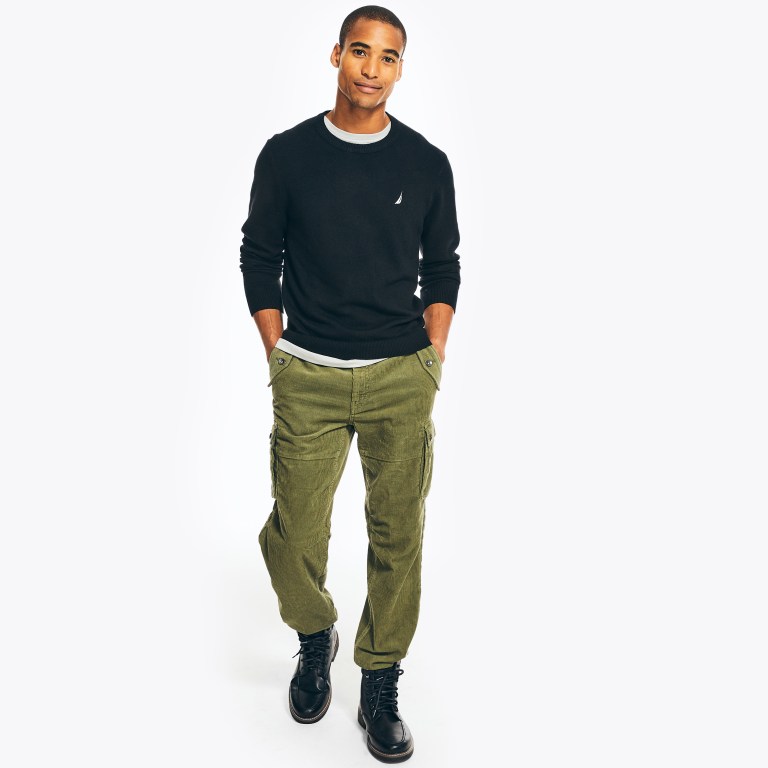 Men's Nautica Sustainably Crafted Crewneck Sweaters Black | AxDcOu65