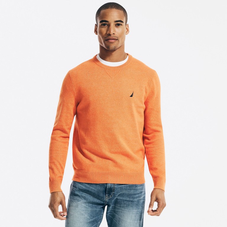 Men's Nautica Sustainably Crafted Crewneck Sweaters Orange | b4JY2S9E