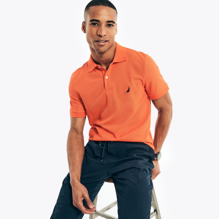 Men's Nautica Sustainably Crafted Deck Polo Shirts Orange | A7nlMteT