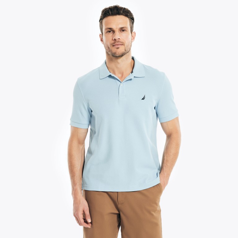 Men's Nautica Sustainably Crafted Deck Polo Shirts Blue | KMJTe6Xa