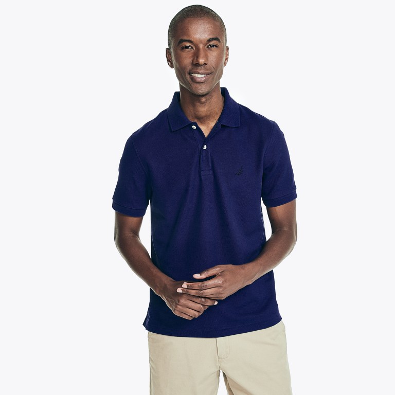 Men's Nautica Sustainably Crafted Deck Polo Shirts Blue | PCTB08yh