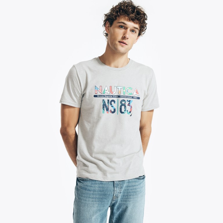 Men's Nautica Sustainably Crafted Ns-83 Graphic T Shirts Grey | bWXnw5iI