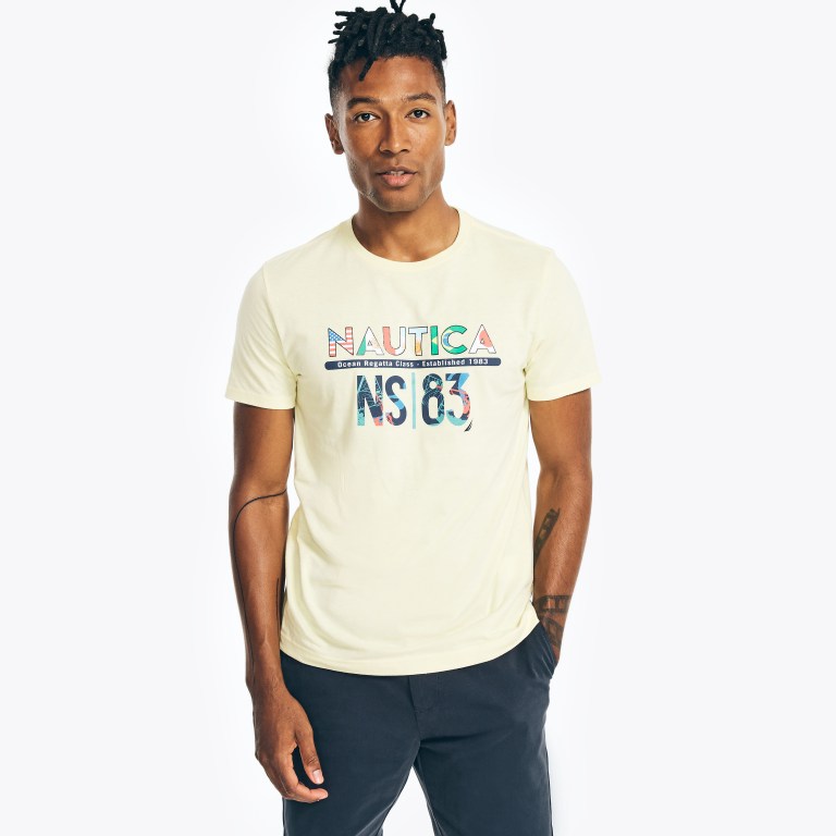 Men's Nautica Sustainably Crafted Ns-83 Graphic T Shirts Light Yellow | c3ufvCCj