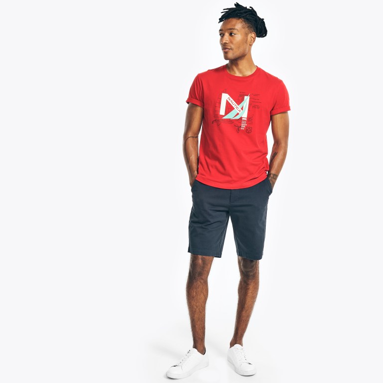 Men's Nautica Sustainably Crafted Yacht Logo Graphic T Shirts Red | gIEFCIQZ