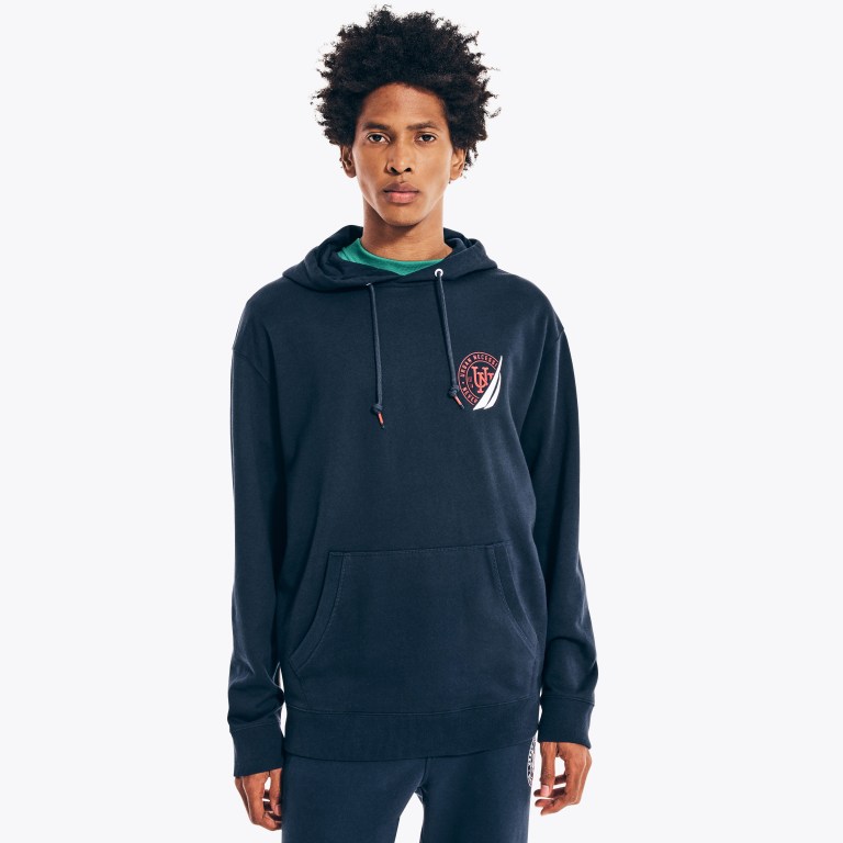 Men's Nautica Urban Necessities X Nautica Graphic Pullover Hoodie Sweatshirts Navy | OeMDncnu