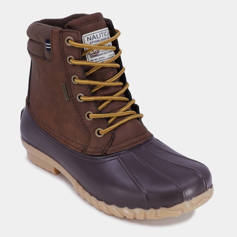 Men's Nautica Water-resistant Lace-up Duck Boots Brown Grey | KoxzGstN