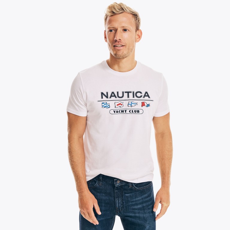 Men's Nautica Yacht Club Graphic T Shirts White | AA1JHdkT