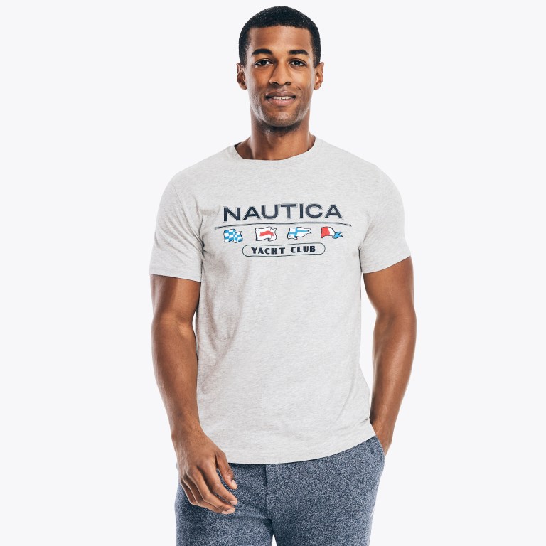 Men's Nautica Yacht Club Graphic T Shirts Grey | nsbPdTuF